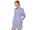 Urban Classics Women's Organic Oversized Terry Hoodie Dress - Viola Blue