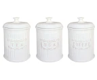 The House of Florence Farmhouse Country Style Three Piece Set White Canisters Set