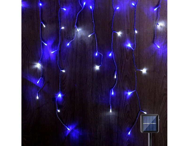 Solar 480 LED Icicle Light - 4 Colour Options - Blue + White