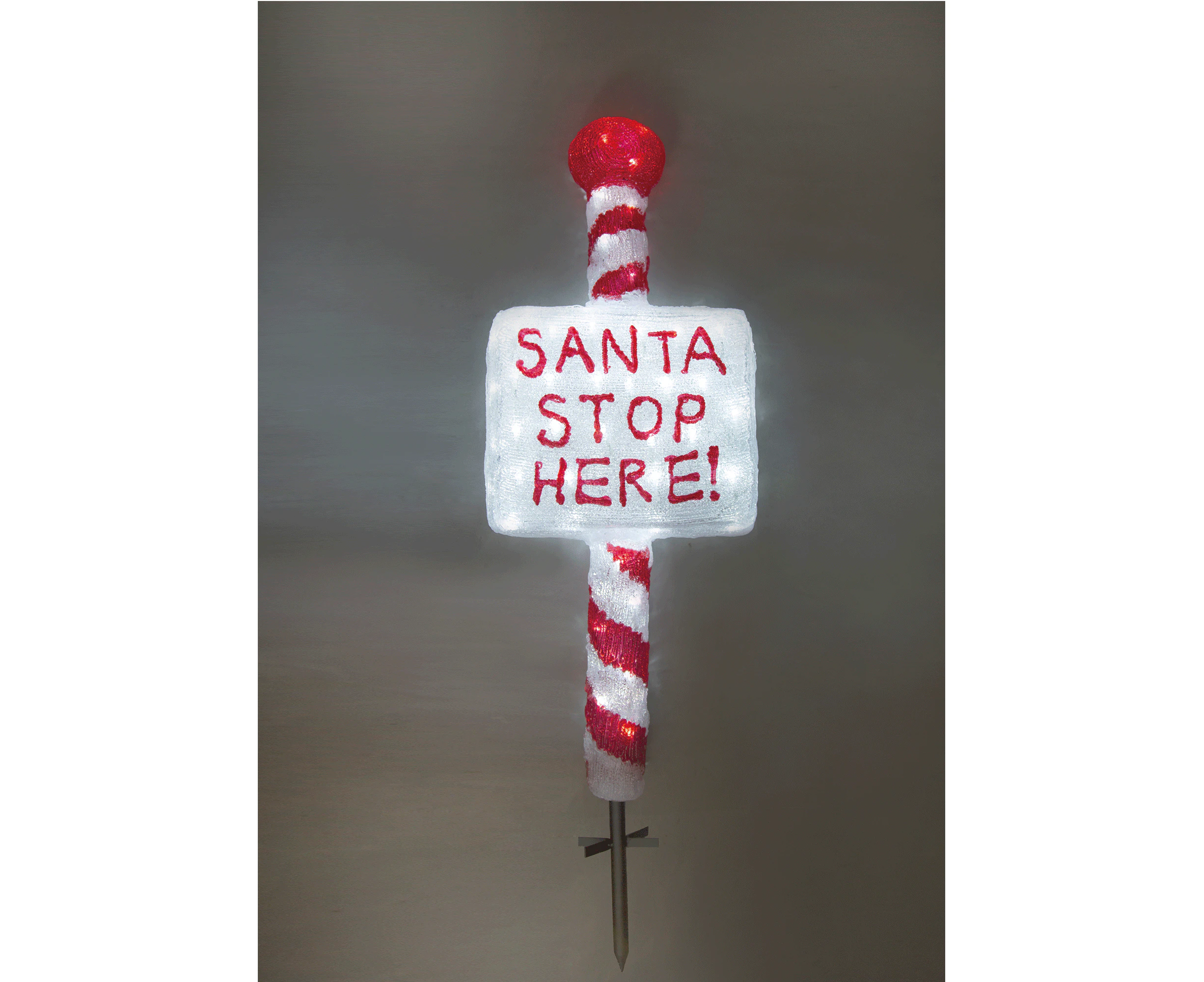 Acrylic Santa Stop Here Sign w/ Metal Floor Sticker