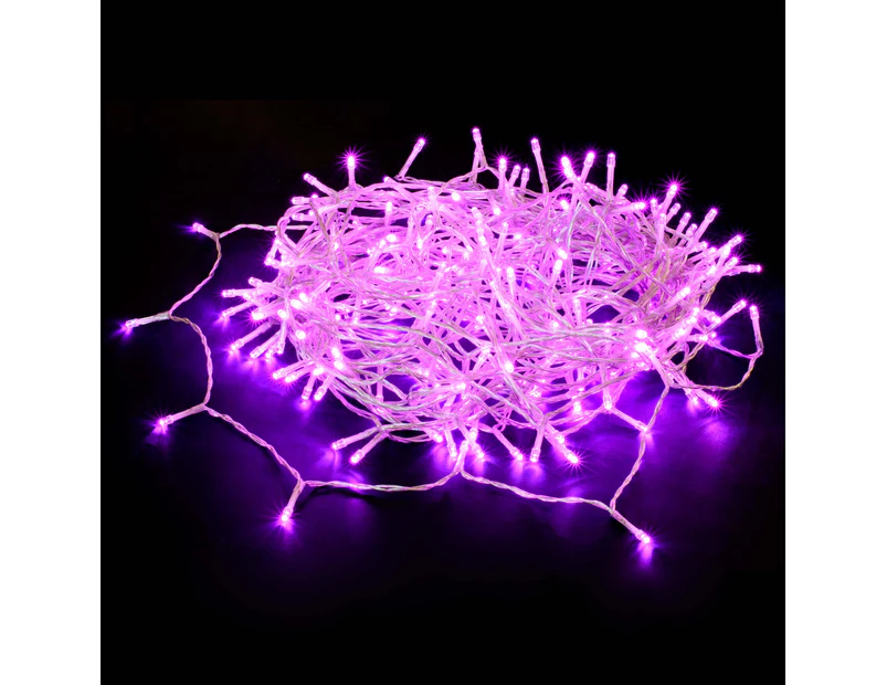 240 LED Fairy Light Chain Clear Cable - 7 Colour Options - Pink
