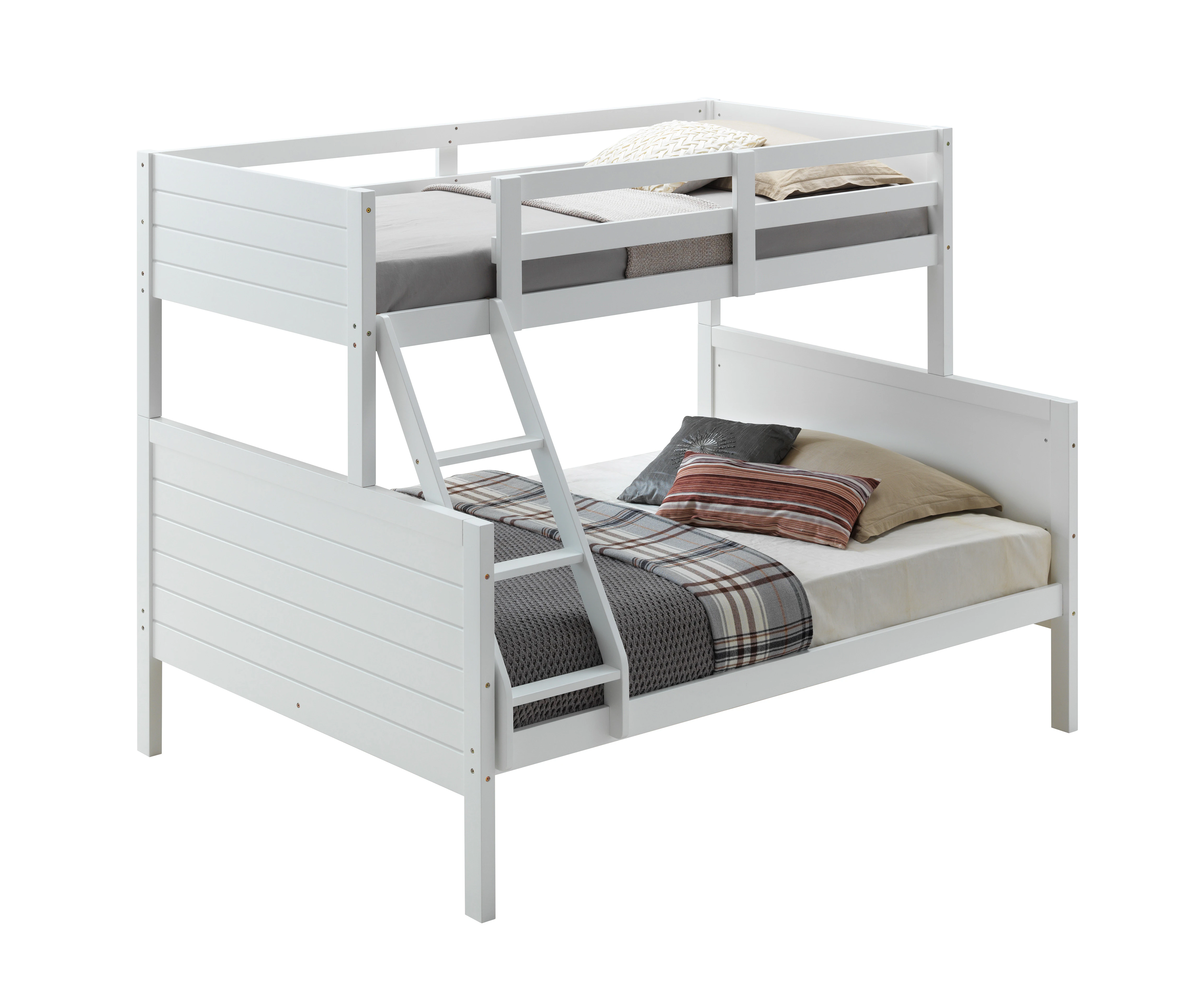 Zinnia Single Double Bunk Bed Frame Rubber Timber Wood Loft Furniture - White