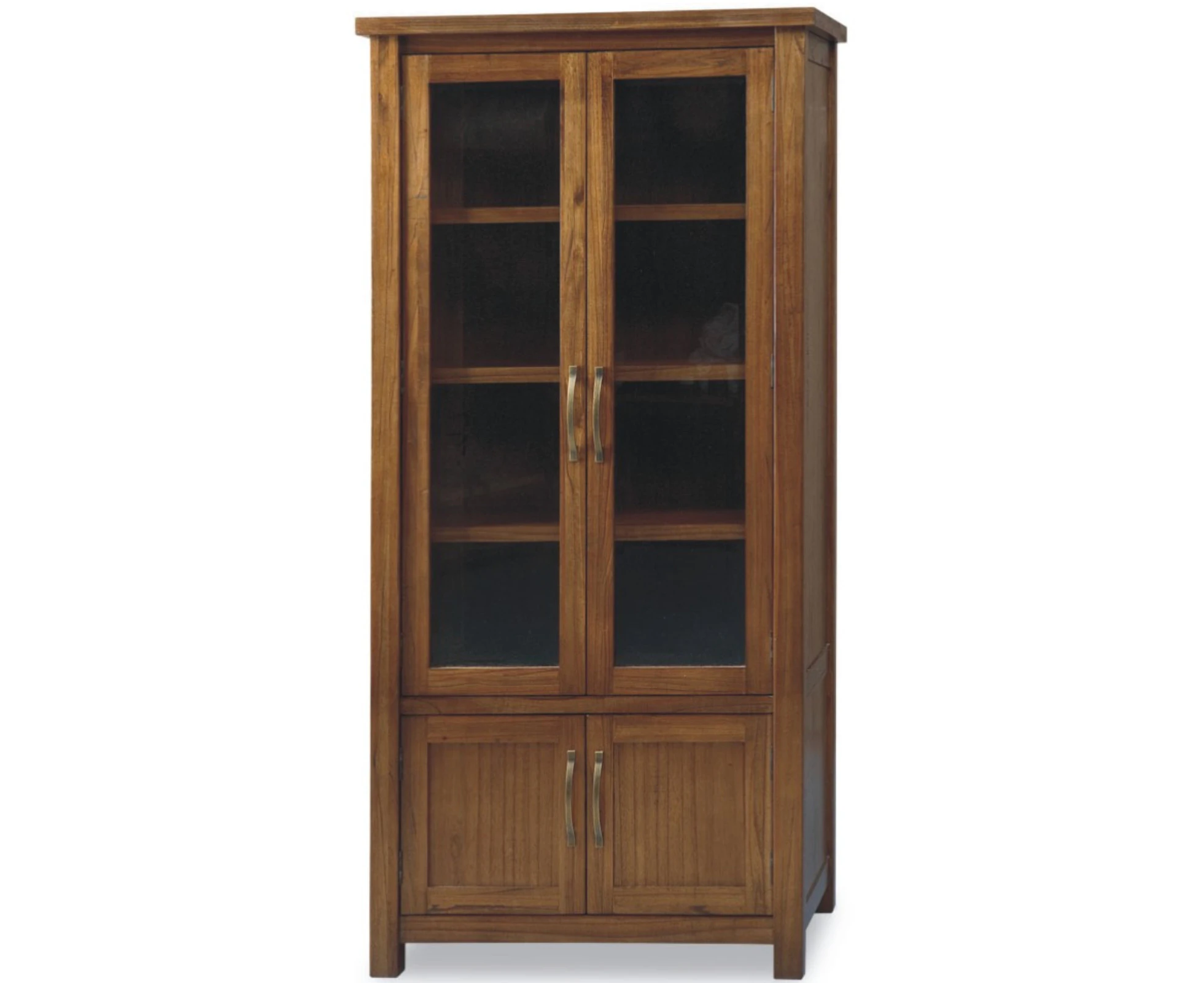 Birdsville Display Unit Glass Door Bookcase Solid Mt Ash Timber Wood - Brown