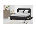 Kiama King Size Bed Frame Timber Mattress Base With Storage Drawers - Grey