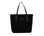 Portable Hit Color Big Capacity Handbag Vintage Female Fleece Shoulder Bag Totes Fashion Exquisite Shopping Bag (black)