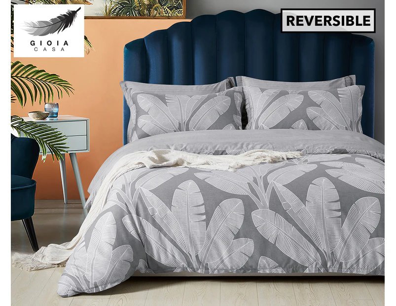 Gioia Casa Cara Fully Reversible Bed Quilt Cover Set - Grey/White