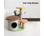 Floofi Cat Tree Scratching Post 2 Mushrooms Scratcher Sisal Rope Artificial Grass Kitten Brown