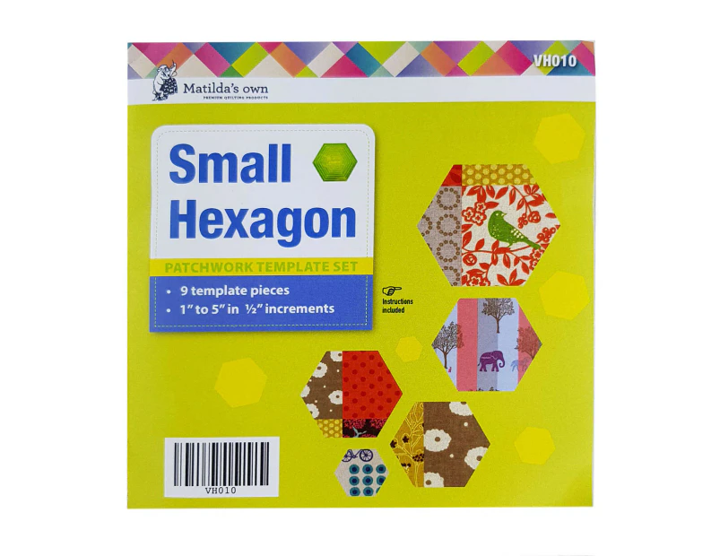 Matildas Own Small Hexagon Patchwork Template Set 1" to 5"