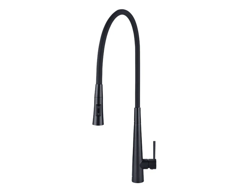 Black Kitchen Sink Mixer Tap Flexible Rubber Spout 2 Modes Hot Cold Tap Bar Sink Faucets