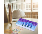 14 Grids 7 Days Weekly Pill Case Medicine Tablet Dispenser Organizer-S-Blue&Purple