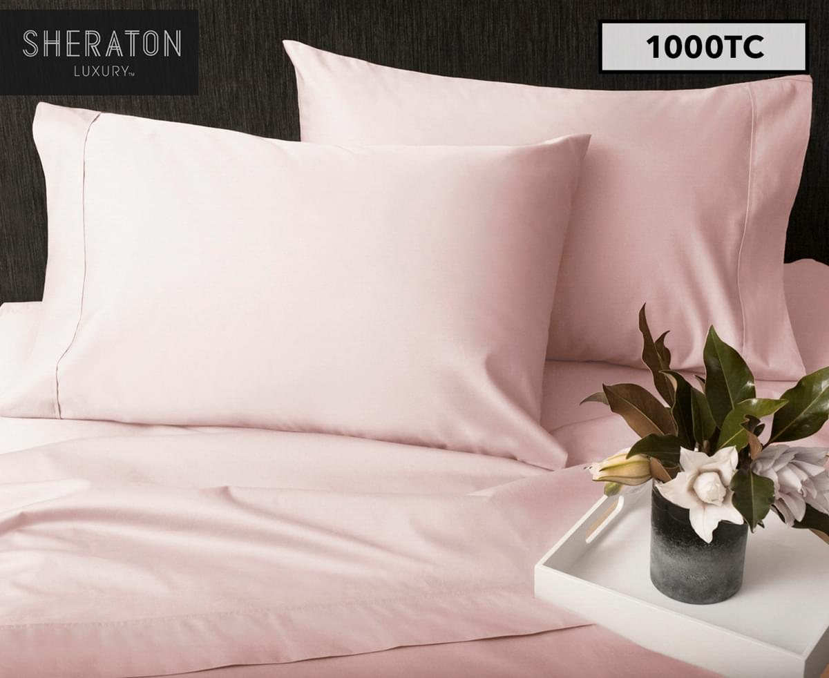 Sheraton Luxury Queen Size Bed Fitted Sheet Set 400TC Bamboo/Cotton Pale Pink 