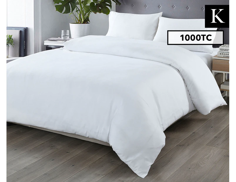 Royal Comfort 1000TC Bamboo Blended Queen Bed Quilt Cover Set - White