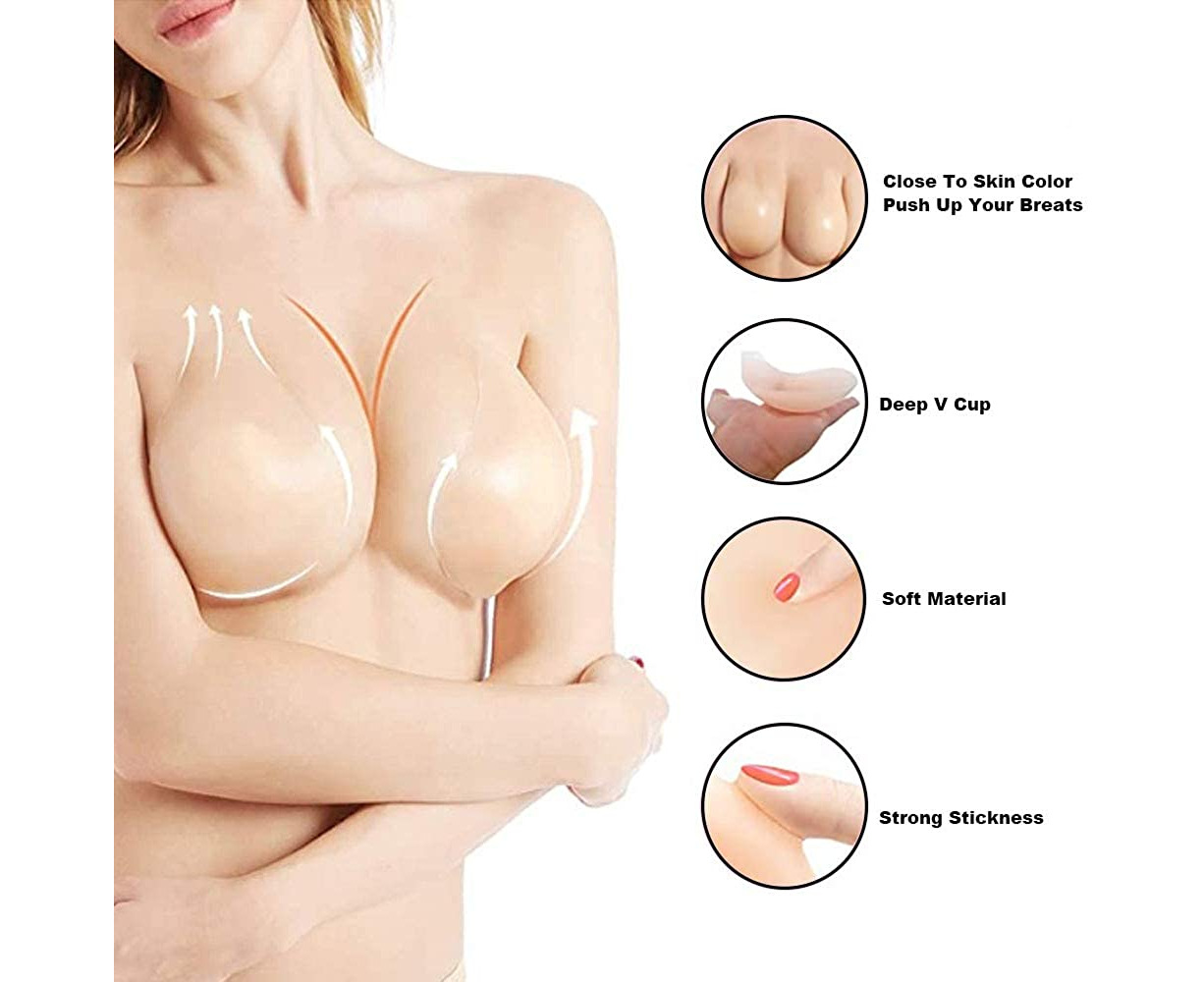 Adhesive Bra for Women Push Up, Premium Silicone Bra Tape Breast