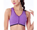 2 pcs Zipper in Front Sports Bra High Impact Strappy Back Support Workout Top - Grey