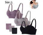 3 pcs Nylon Seamless Maternity Nursing Bra with Pads, Extenders - Grey