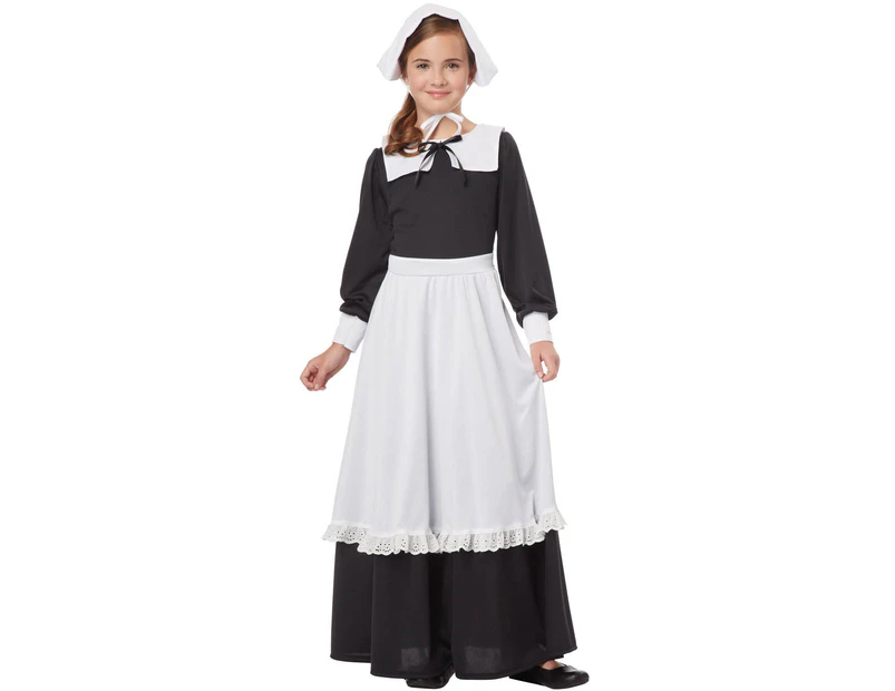 Pilgrim Girl Black and White Fancy Dress Costume Girls