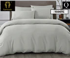 Ramesses Egyptian 1500TC Cotton Queen Bed Quilt Cover Set - Grey