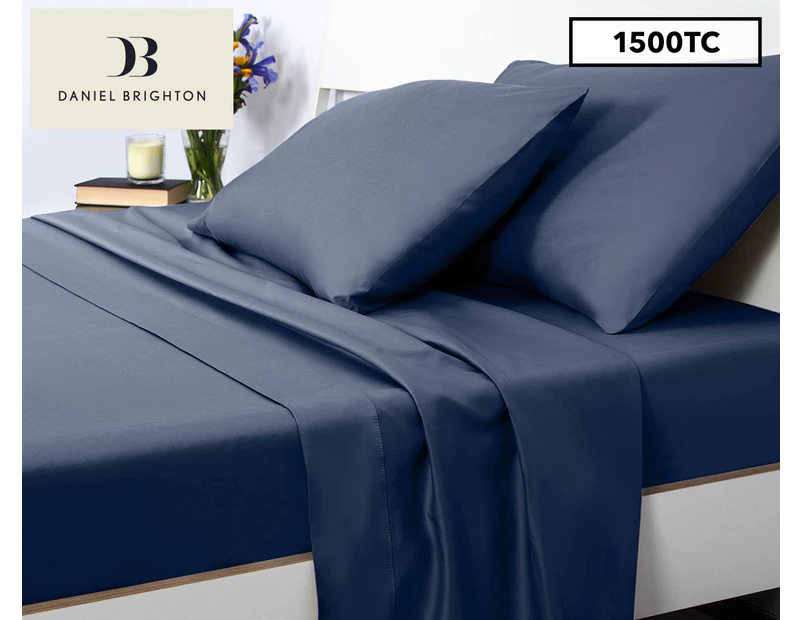 Daniel Brighton Cotton Rich 1500TC Sheet Set - Denim Blue