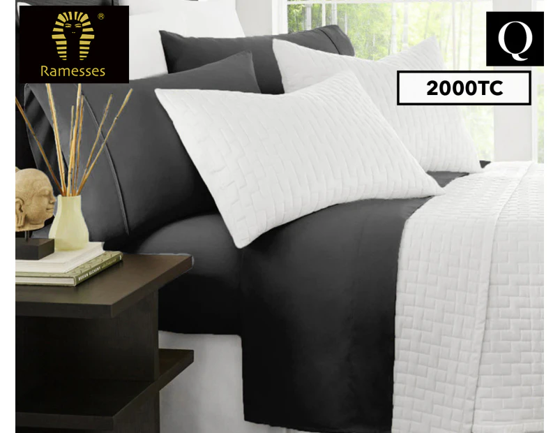 Ramesses Original 2000TC Bamboo Queen Bed Sheet Set - Charcoal