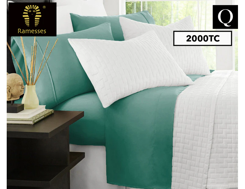 Ramesses Original 2000TC Bamboo Queen Bed Sheet Set - Teal