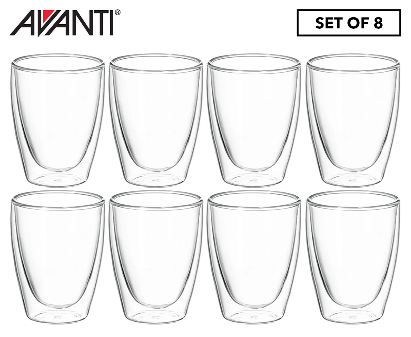 Set of 8 Avanti 250mL Caffe Twin Wall Glasses