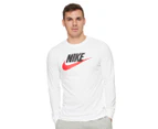 Nike Sportswear Men's Icon Futura Long Sleeve Tee / T-Shirt / Tshirt - White/Black