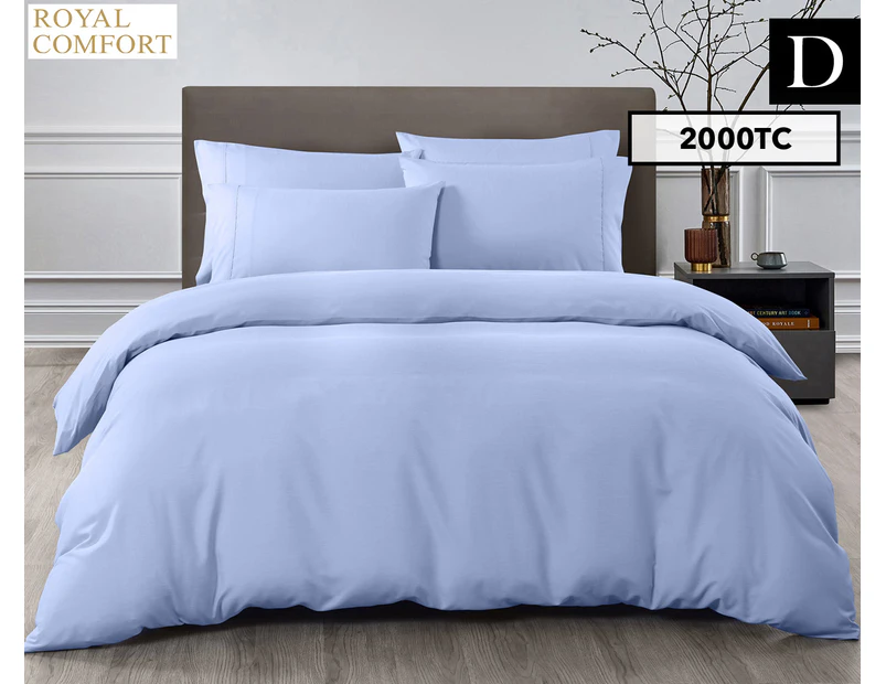 Royal Comfort Bamboo Cooling 2000TC Double Bed Quilt Cover Set - Light Blue