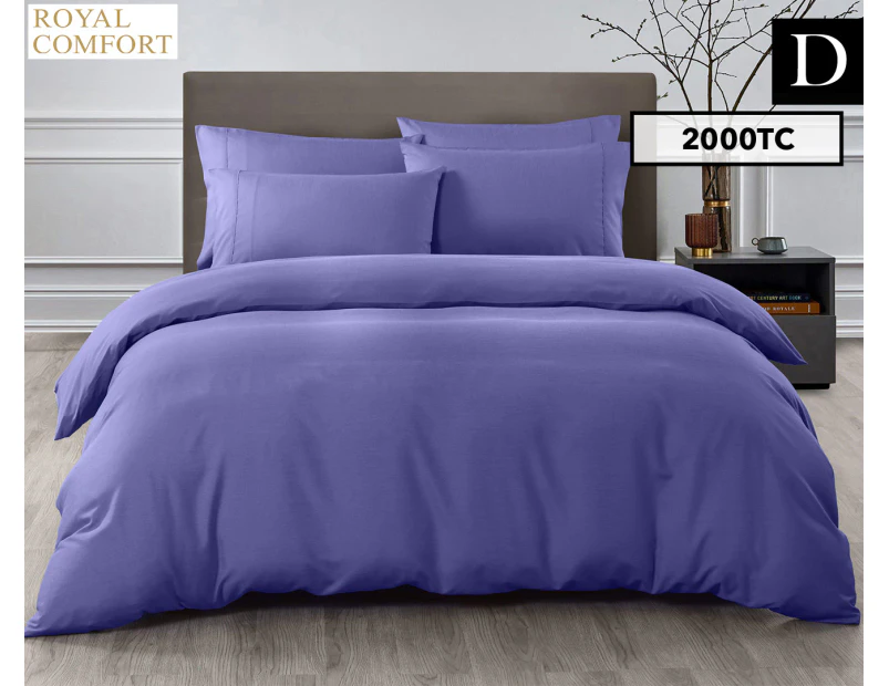 Royal Comfort 2000TC Bamboo Cooling Double Bed Quilt Cover Set - Royal Purple