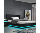 Artiss Bed Frame King Single Size LED Gas Lift Black LUMI