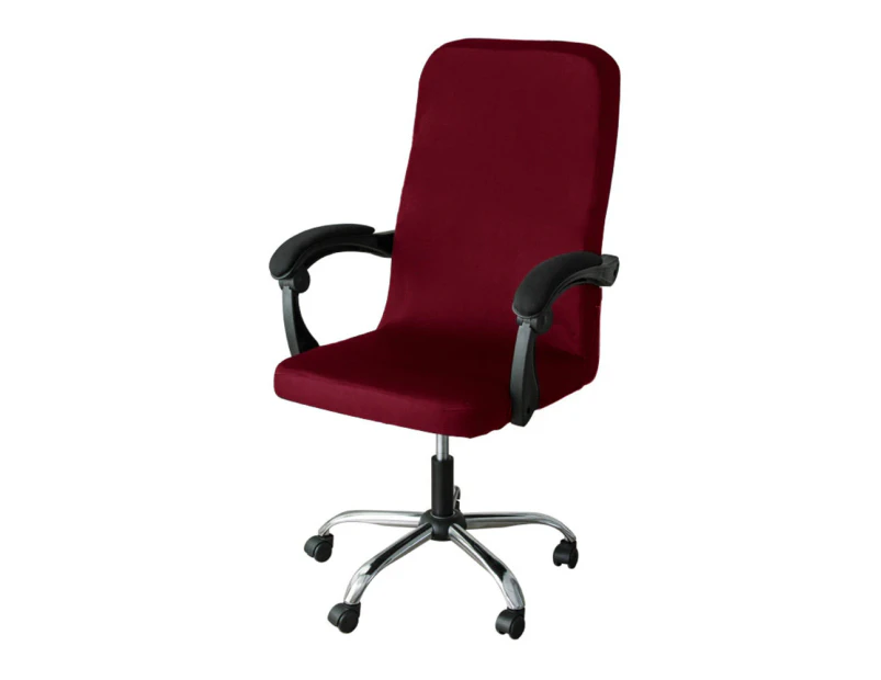 1 Piece Water Resistant Office Chair Slipcovers Wine Red-S