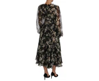 Dolce & Gabbana Black Daisy Floral Silk Shift A-Line Dress Women Clothing Dresses