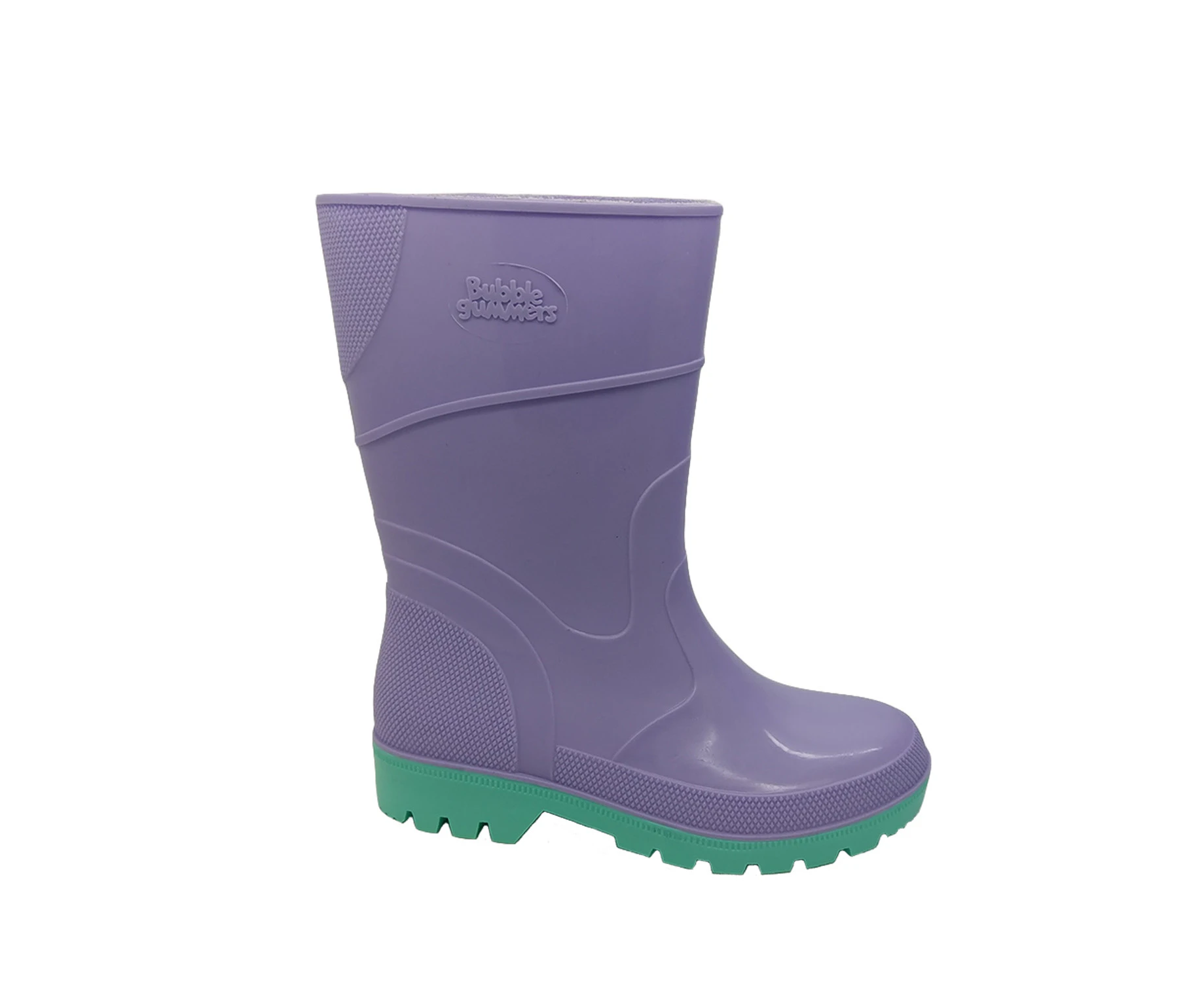 Childrens Gumboots Bata Bubblegummers Toddler/Junior Gumboot Hi-cut Size 4-2 - Purple/Green