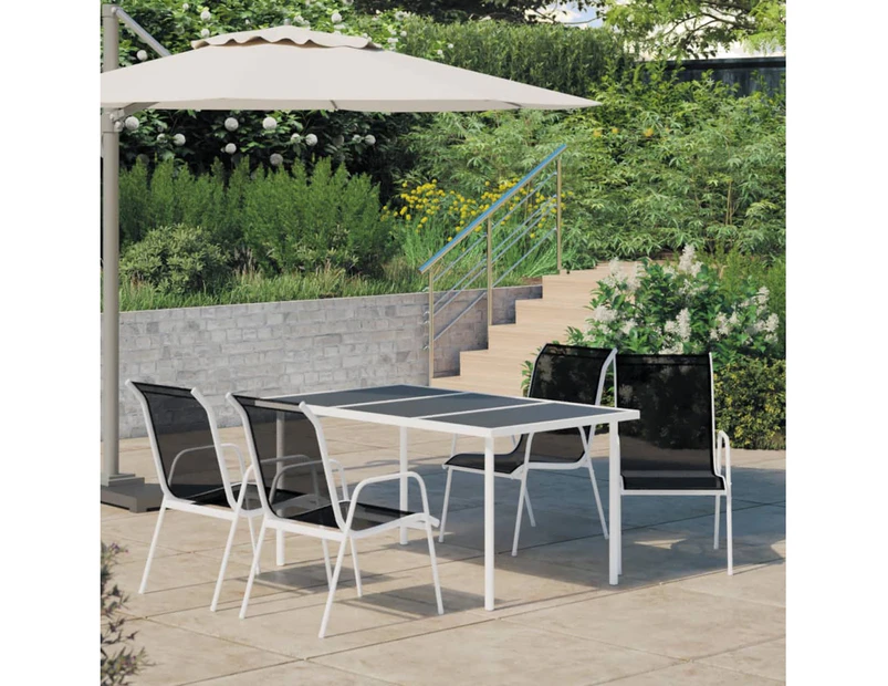 5 Piece Outdoor Dining Set Steel Black