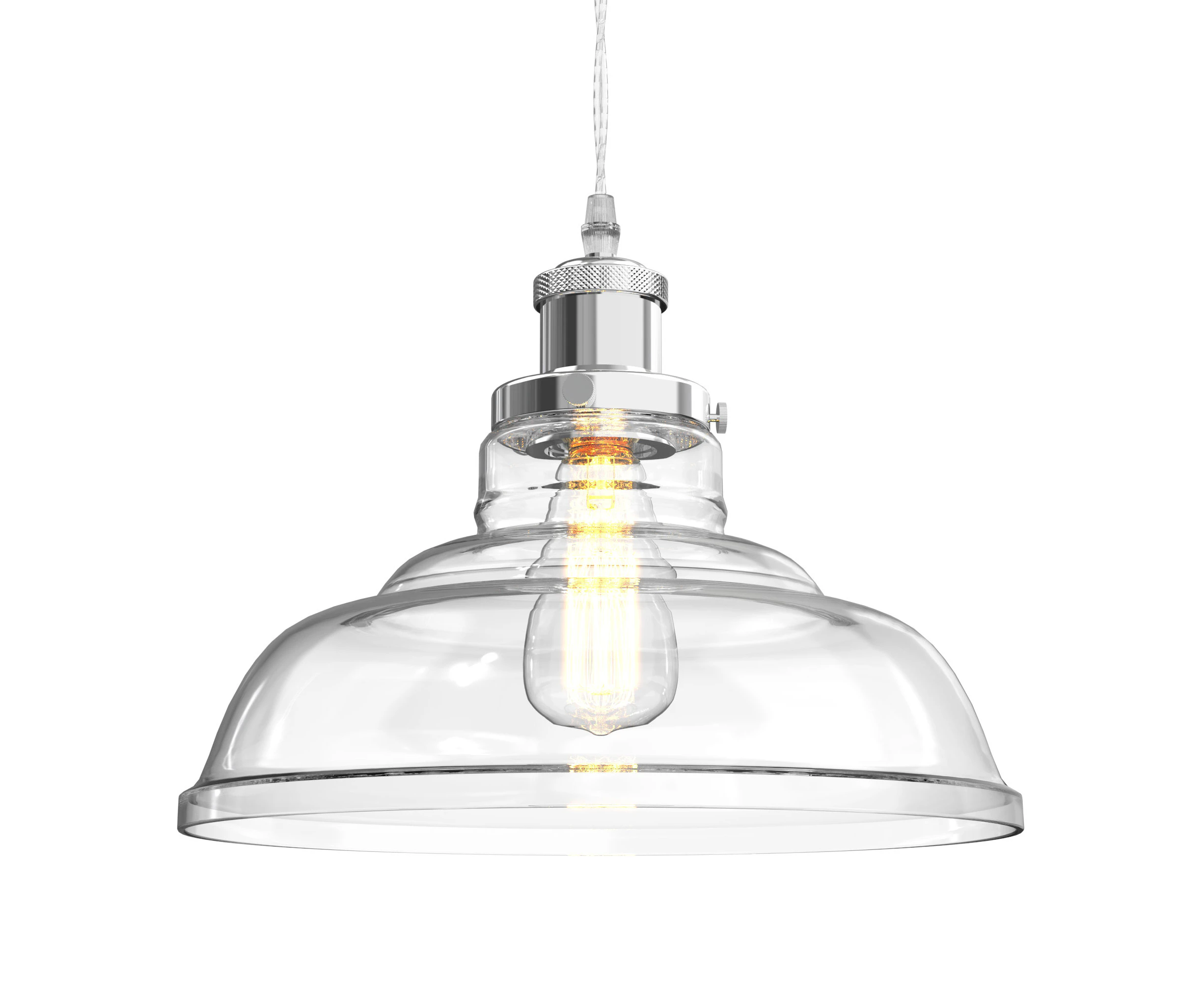 Industry Style Glass Pendant Light E27 Clear & Clear Fortune