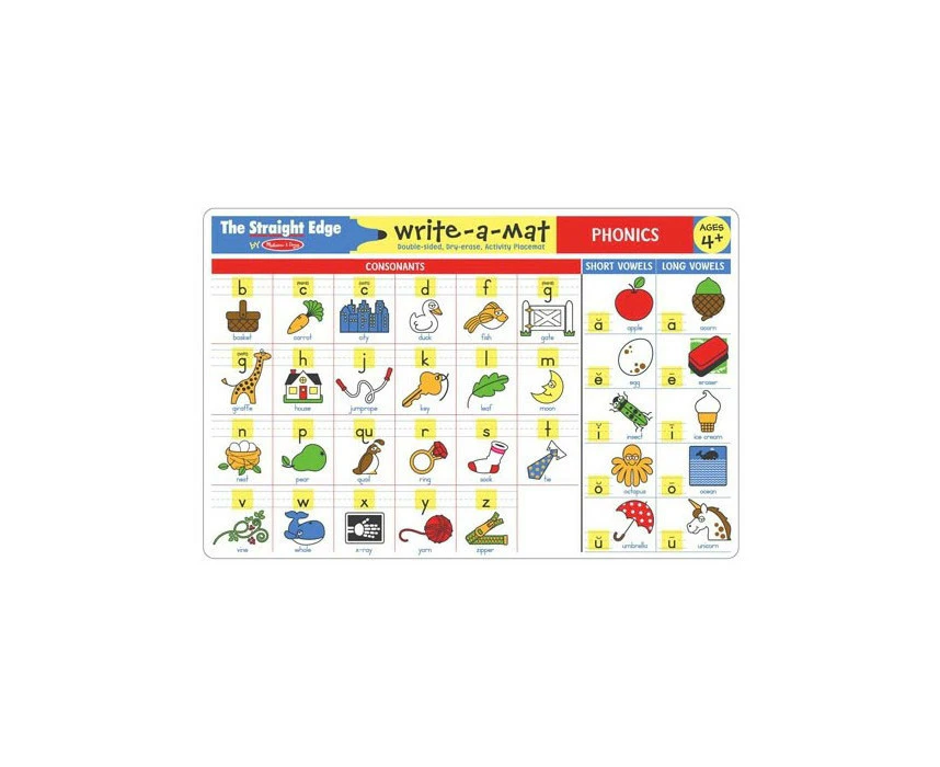 6pc Melissa & Doug Phonics Write-A-Mat Kids/Childrens Interactive Play Toy 4y+