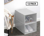 12 x Stackable Shoe/Sneaker Storage Box Display Grey - Grey