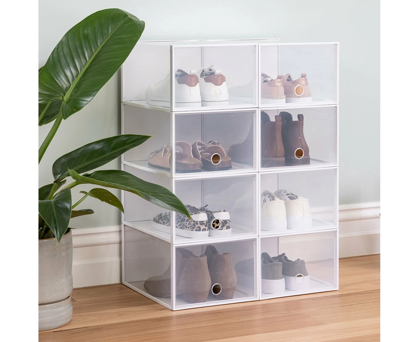 8 Shoe Boxes Organizer, Storage Box For Display Sneakers, Stackable Fit up to US Size 13