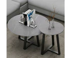 Fine store - Real Marble Round Nesting Coffee Table/ Grey Side End Table/ Accent Table - Set of 2
