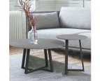 Fine store - Real Marble Round Nesting Coffee Table/ Grey Side End Table/ Accent Table - Set of 2