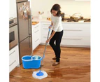 Stainless Steel Floor Mop and Spin Bucket Microfibre Cleaner Set - Blue Mop Bucket