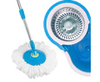Stainless Steel Floor Mop and Spin Bucket Microfibre Cleaner Set - Blue Mop Bucket