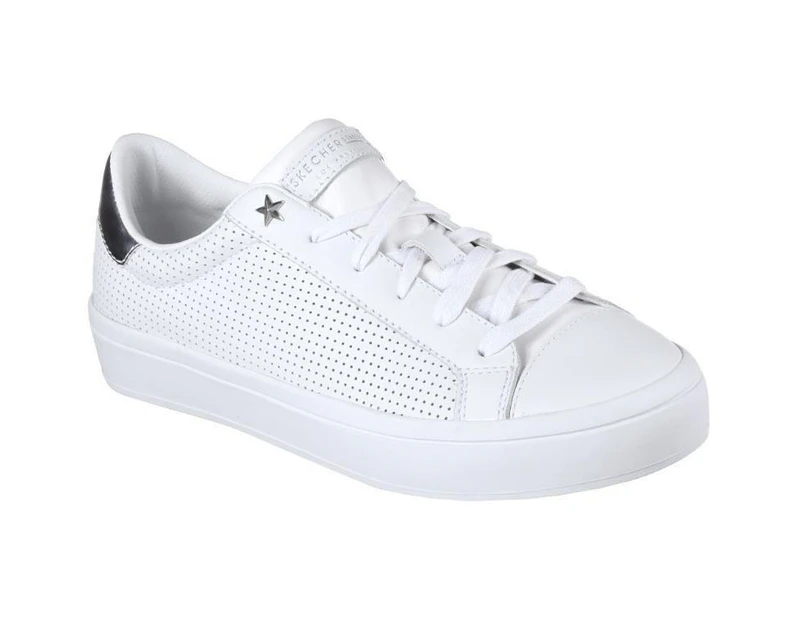 Womens Skechers Hi-Lites Perf-Ect White Lace Up Sport Shoes - White
