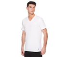 Polo Ralph Lauren Men's Enzyme V-Neck Tee / T-Shirt / Tshirt - White/Cruise Navy