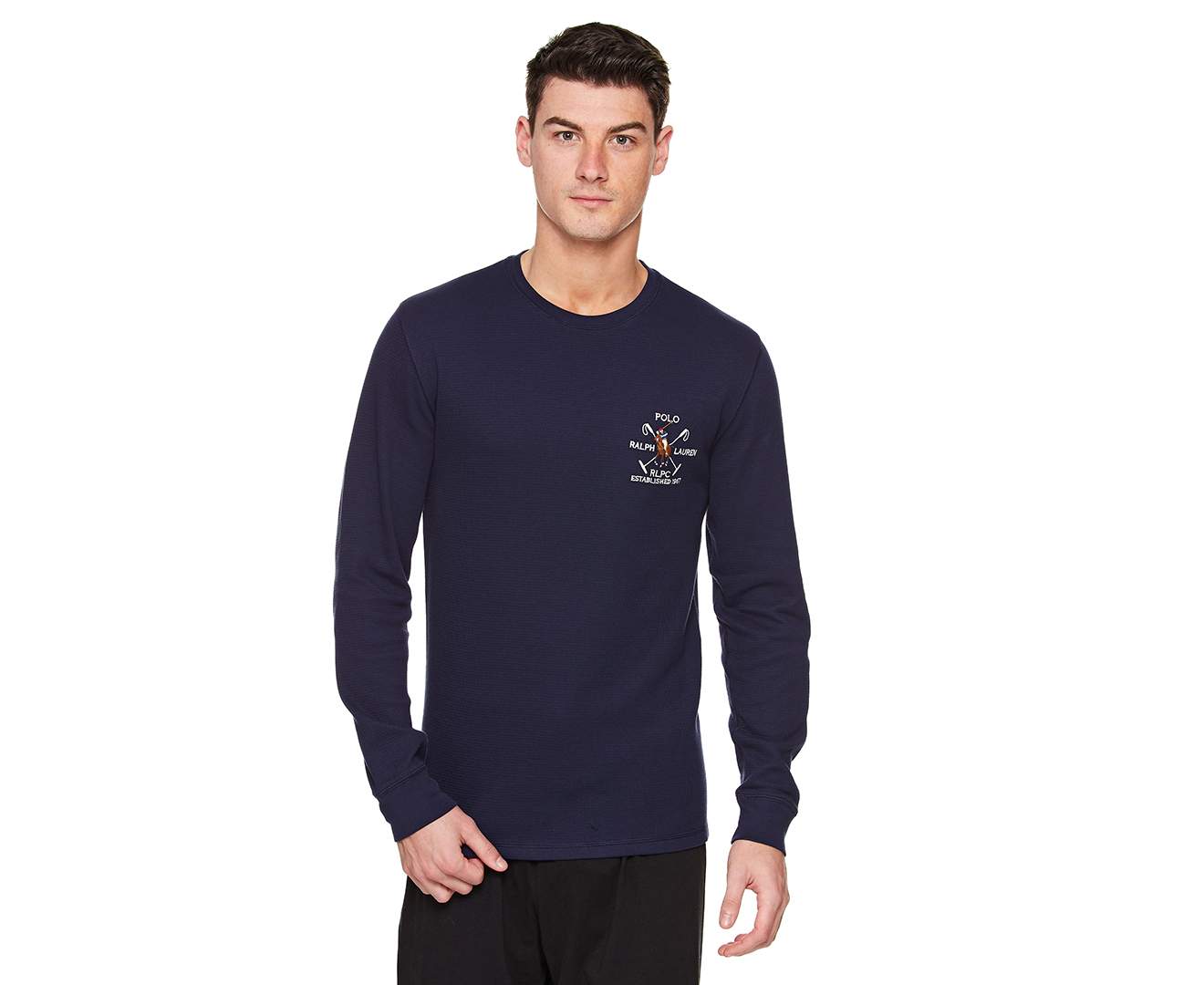 Polo Ralph Lauren Men's Folded Waffle Crew Sweatshirt - Cruise Navy ...