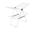 Drying Foldable Clothes Hanger Airer White Rack Stand - 2 Tier