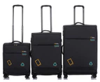 National Geographic 3-Piece Badges Suitcase Set - Black