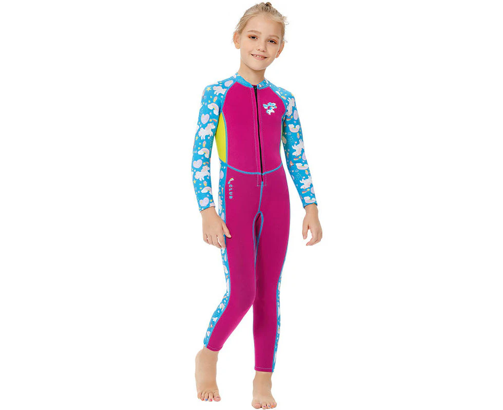 Mr Dive 2.5mm Kids One Piece Wetsuit Girls Long Sleeve Surf Wear-Purple