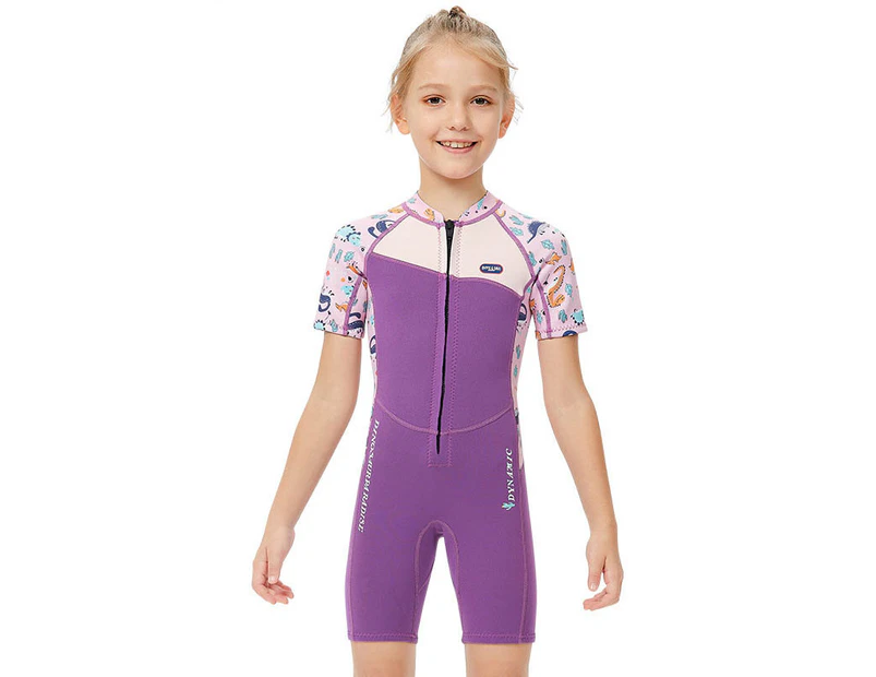 Mr Dive 2.5mm Kids Shorty Wetsuits for Girls Neoprene Suit Front Zip Keep Warm