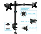Dual Monitor Desk Mount 2 Arm Stand - Black