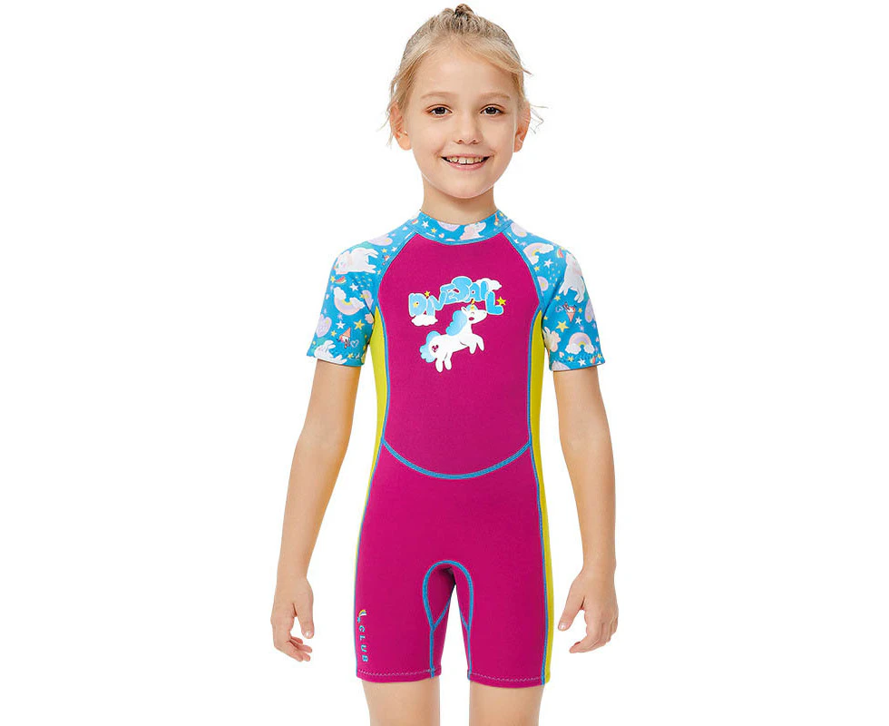 Mr Dive Girls 2.5mm Wetsuit Shorty One Piece Surfing Suit-Purple